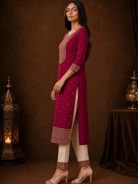 rarethread Women Ethnic Motifs Embroidered Thread Work Kurta - Image 5