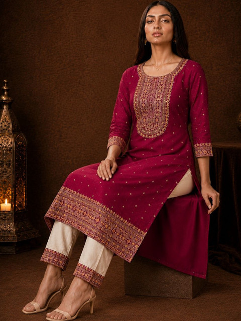 rarethread Women Ethnic Motifs Embroidered Thread Work Kurta - Image 4