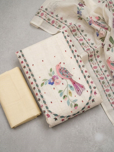 WaCraz Printed Linen Semi-Stitched Dress Material