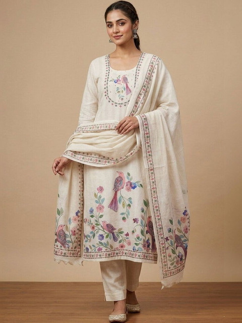 WaCraz Printed Linen Semi-Stitched Dress Material - Image 5