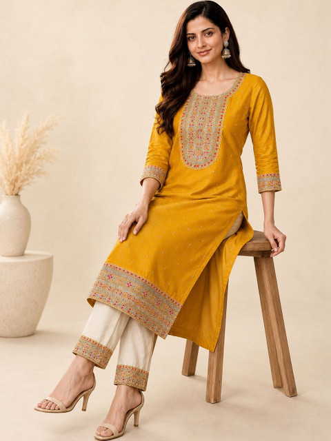 rarethread Women Ethnic Motifs Embellished Thread Work Kurta - Image 5