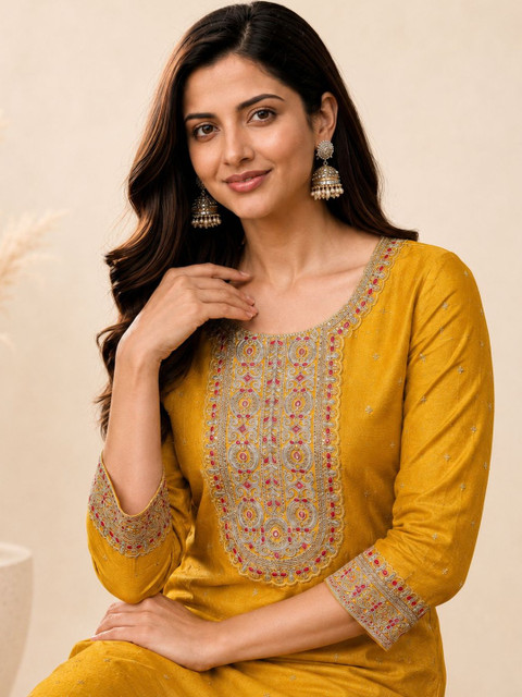 rarethread Women Ethnic Motifs Embellished Thread Work Kurta - Image 2