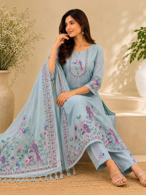 WaCraz Printed Linen Semi-Stitched Dress Material - Image 5