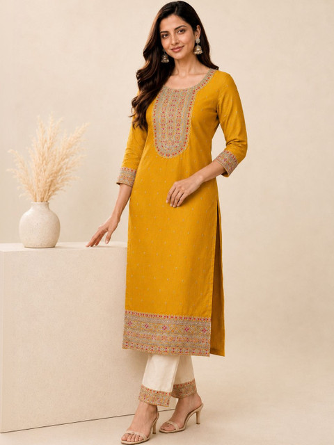 rarethread Women Ethnic Motifs Embellished Thread Work Kurta - Image 4