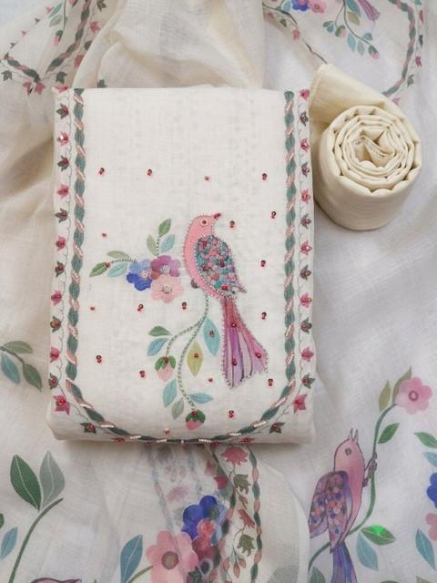 WaCraz Printed Linen Semi-Stitched Dress Material - Image 2