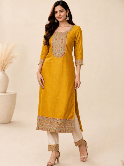 rarethread Women Ethnic Motifs Embellished Thread Work Kurta - Image 7