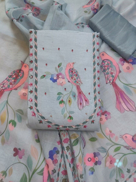 WaCraz Printed Linen Semi-Stitched Dress Material - Image 6