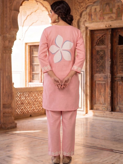MASSTANI BY INDDUS Floral Linen Printed Tunic with Trousers - Image 4
