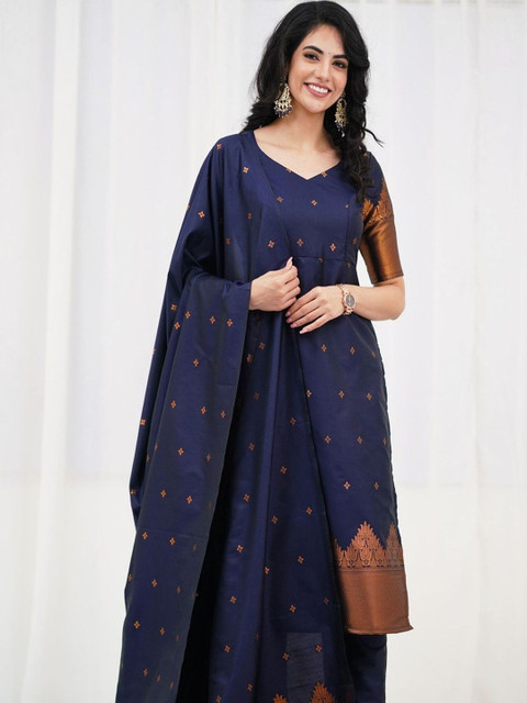 NAVYAAZRI Women Ethnic Motifs Regular Kurta with Trousers & With Dupatta - Image 7