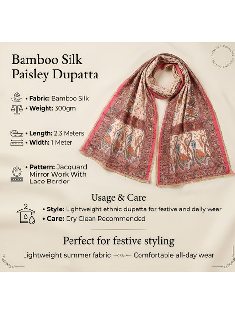 MUFFLY Paisley Woven Design Dupatta - Image 4
