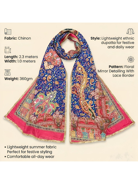 MUFFLY Ethnic Motifs Printed Dupatta - Image 4