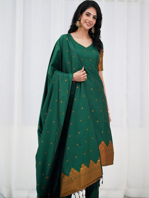 NAVYAAZRI Women Ethnic Motifs Regular Kurta with Trousers & With Dupatta - Image 2