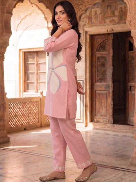 MASSTANI BY INDDUS Floral Linen Printed Tunic with Trousers - Image 5