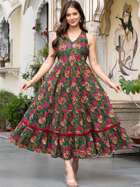Shrivani Floral Print A-Line Maxi Dress