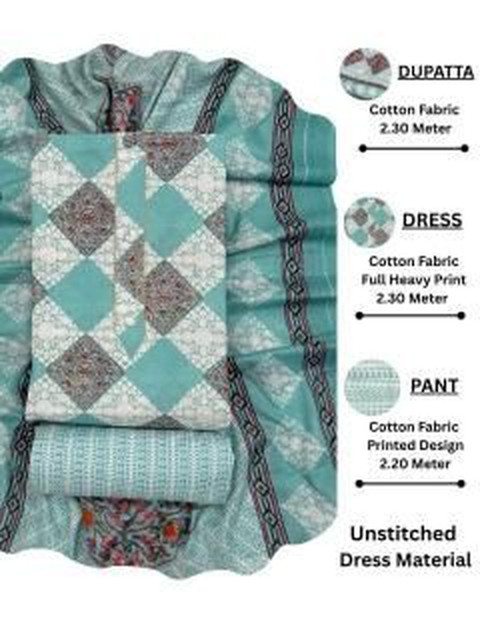 Mitera Printed Pure Cotton Unstitched Dress Material - Image 2