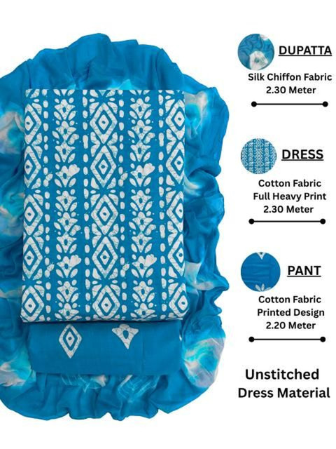 Mitera Printed Pure Cotton Unstitched Dress Material - Image 2