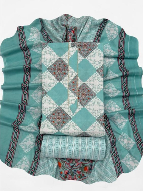 Mitera Printed Pure Cotton Unstitched Dress Material - Image 5
