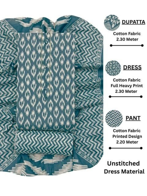 Mitera Printed Pure Cotton Unstitched Dress Material - Image 2
