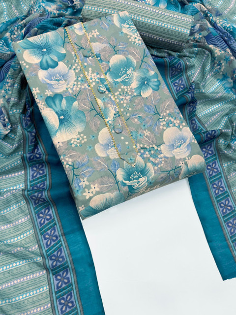 Mitera Printed Pure Cotton Unstitched Dress Material - Image 5