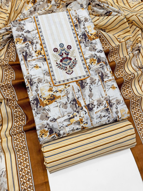 Mitera Printed Pure Cotton Unstitched Dress Material