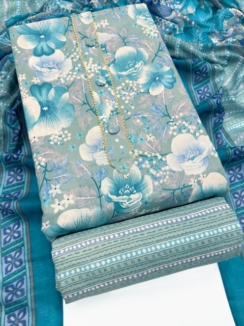Mitera Printed Pure Cotton Unstitched Dress Material