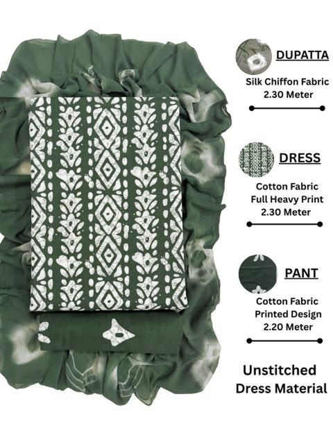Mitera Printed Pure Cotton Unstitched Dress Material - Image 2