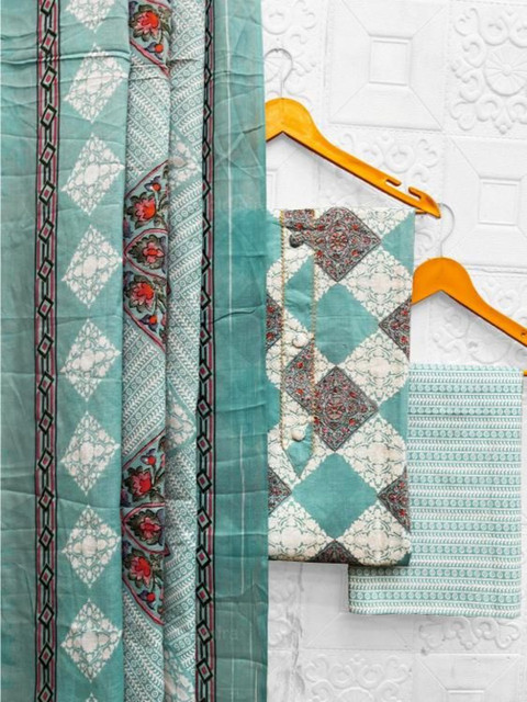 Mitera Printed Pure Cotton Unstitched Dress Material - Image 6