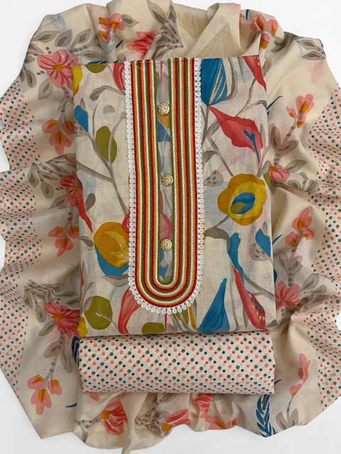 Mitera Printed Pure Cotton Unstitched Dress Material