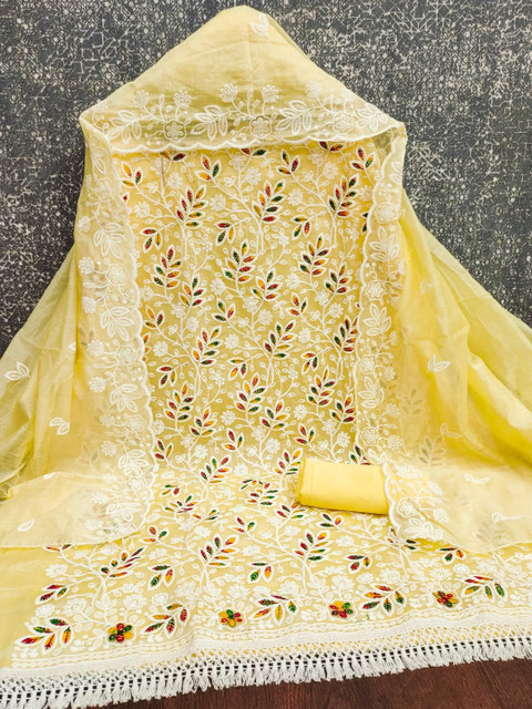 Mitera Embroidered Pure Cotton Unstitched Dress Material