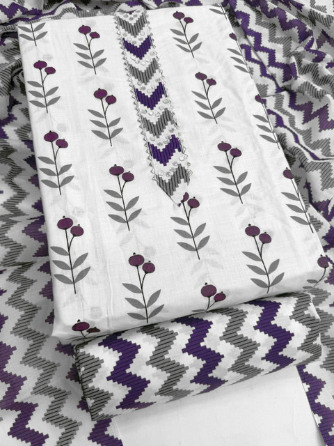 Mitera Printed Pure Cotton Unstitched Dress Material - Image 4