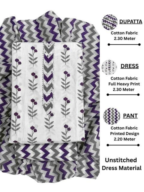 Mitera Printed Pure Cotton Unstitched Dress Material - Image 2