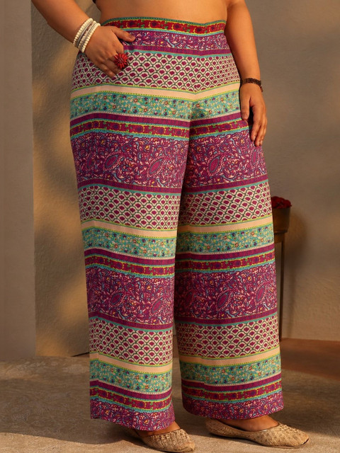 EXTRA LOVE BY LIBAS Plus Size Pink Floral Printed Cotton A-Line Suit Set - Image 4