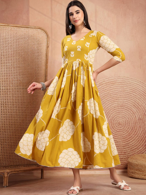 Pristyle Floral Print Maternity A-Line Midi Dress