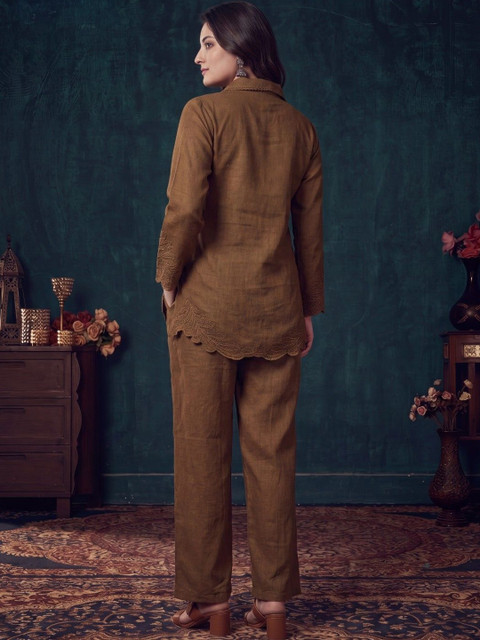 Indyanvastra Embroidered Shirt with Trousers - Image 5