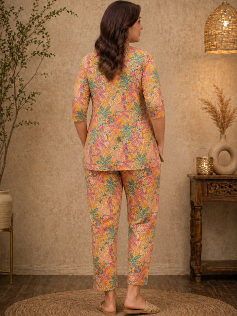 BAESD Floral Cotton Printed Tunic with Trousers - Image 2