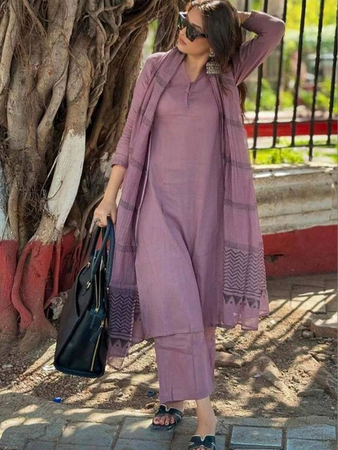 JK Design Studio Women Regular Kurta with Trousers & With Dupatta - Image 4
