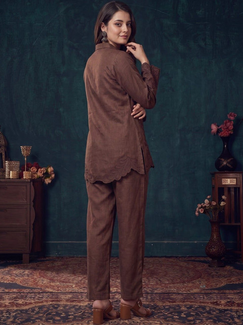 Indyanvastra Embroidered Shirt with Trousers - Image 5