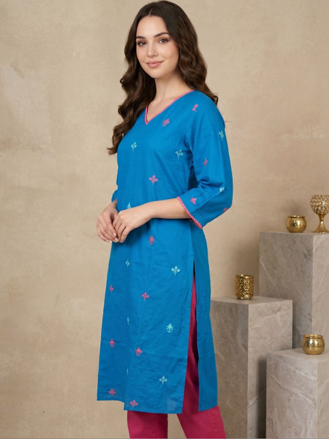 Sangria Women Ethnic Motifs Embroidered Kurta - Image 3