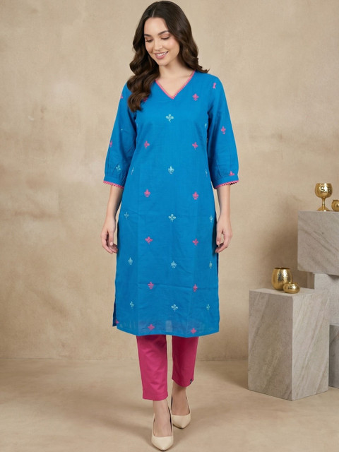 Sangria Women Ethnic Motifs Embroidered Kurta - Image 4