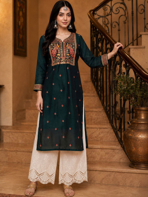 HOUSE OF SETHIA Women Ethnic Motifs Embroidered Thread Work Kurta - Image 7