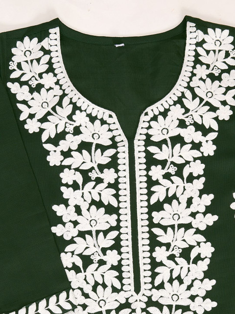 LUSIVA Embellished Embroidered Thread Work Round Neck Regular Sleeves Kurta - Image 4