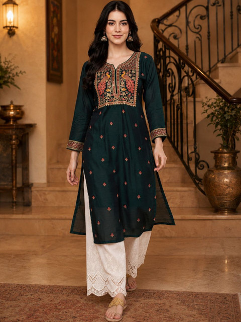 HOUSE OF SETHIA Women Ethnic Motifs Embroidered Thread Work Kurta - Image 5