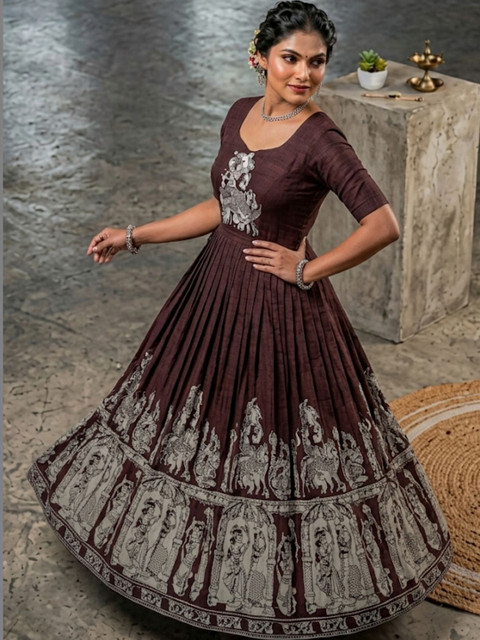 Rujave Ethnic Motifs Printed Cotton Maxi Dress