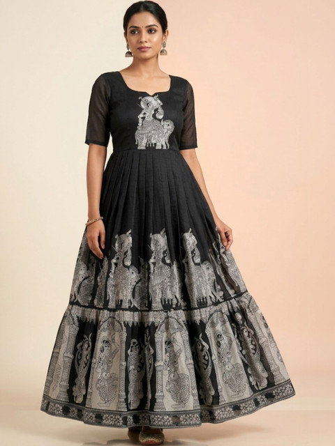 Rujave Ethnic Motifs Printed Cotton Maxi Dress