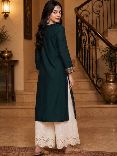 HOUSE OF SETHIA Women Ethnic Motifs Embroidered Thread Work Kurta - Image 6