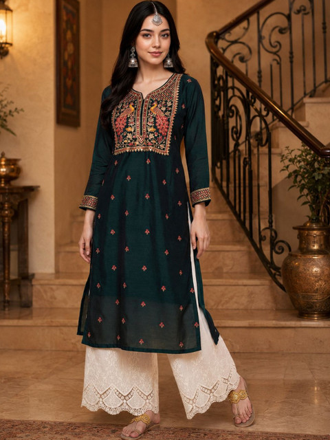 HOUSE OF SETHIA Women Ethnic Motifs Embroidered Thread Work Kurta - Image 4