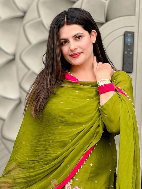 HK CLOTHING BRAND Women Ethnic Motifs Embroidered Regular Thread Work Kurta with Patiala & With Dupatta - Image 6