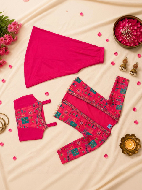 HERE&NOW Printed Square Neck Crop Top With Palazzos & Jacket - Image 7