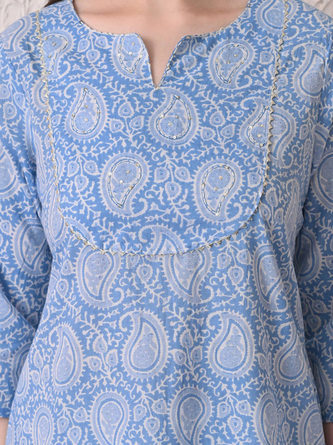 BAESD Women Paisley Printed Thread Work Kurta - Image 5