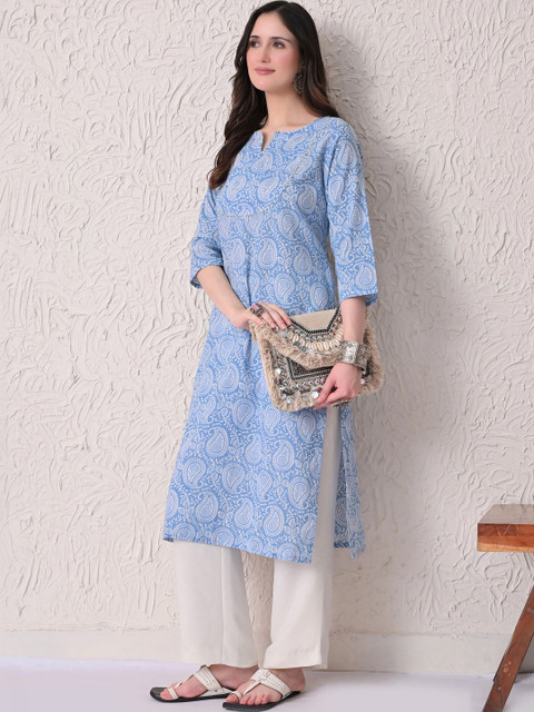 BAESD Women Paisley Printed Thread Work Kurta - Image 6